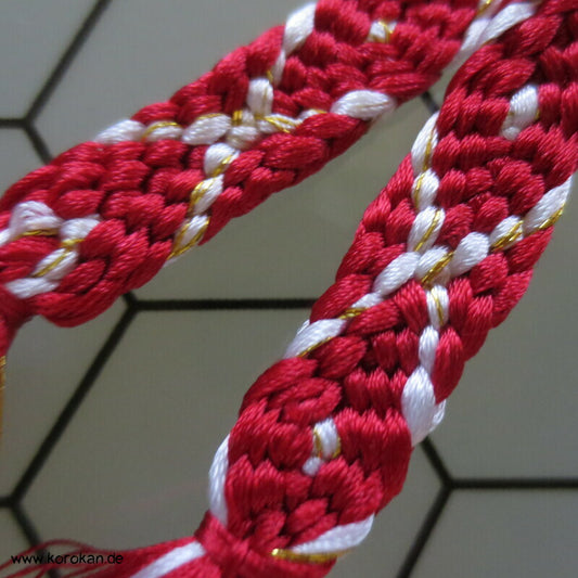 Haori Himo - Seide, rot - weiß gold