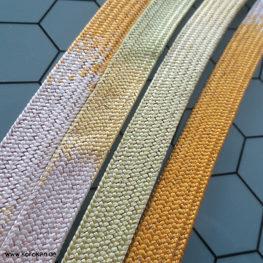 gelb weiß limone Farbverlauf, Obijime, Seide / Lurex