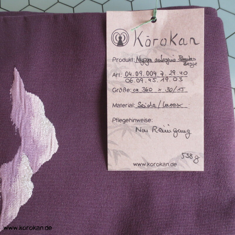 Berge und Bambus Nagoya Seiden Obi - aubergine Rips