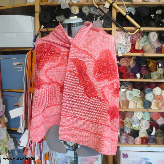 Full Shibori gefütterter Seiden Kimono Schal, Chrysanthemen