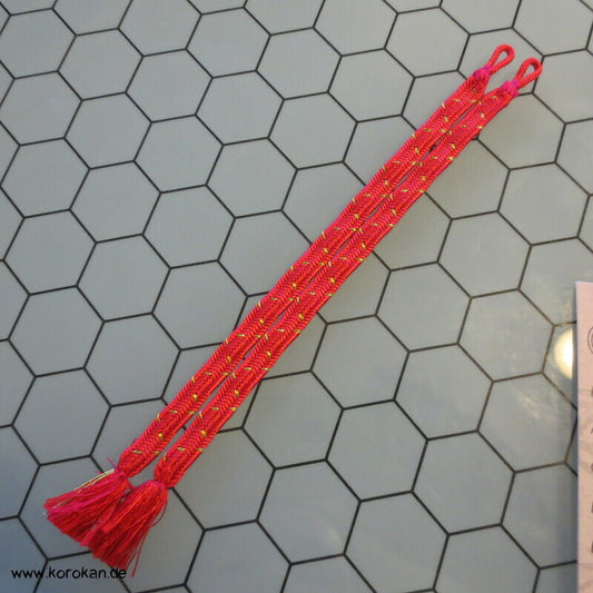 Haori Himo - Seide, rot mit gold durchzogen