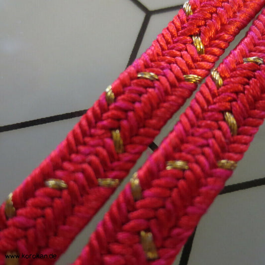 Haori Himo - Seide, rot mit gold durchzogen