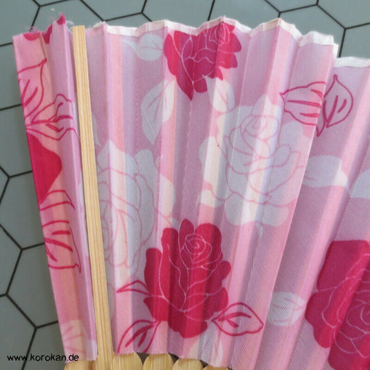 Rosendruck Fächer - Bambus / Stoff