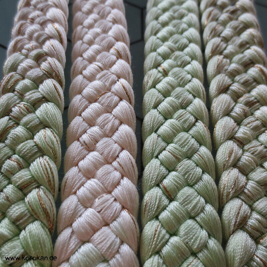 hellgrün weiß Obijime, Seide / Lurex