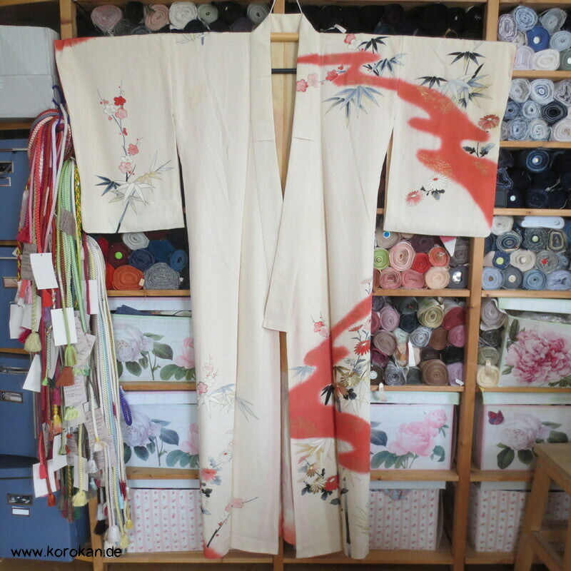 Bambus, goldgestickte Kiku Homongi Kimono