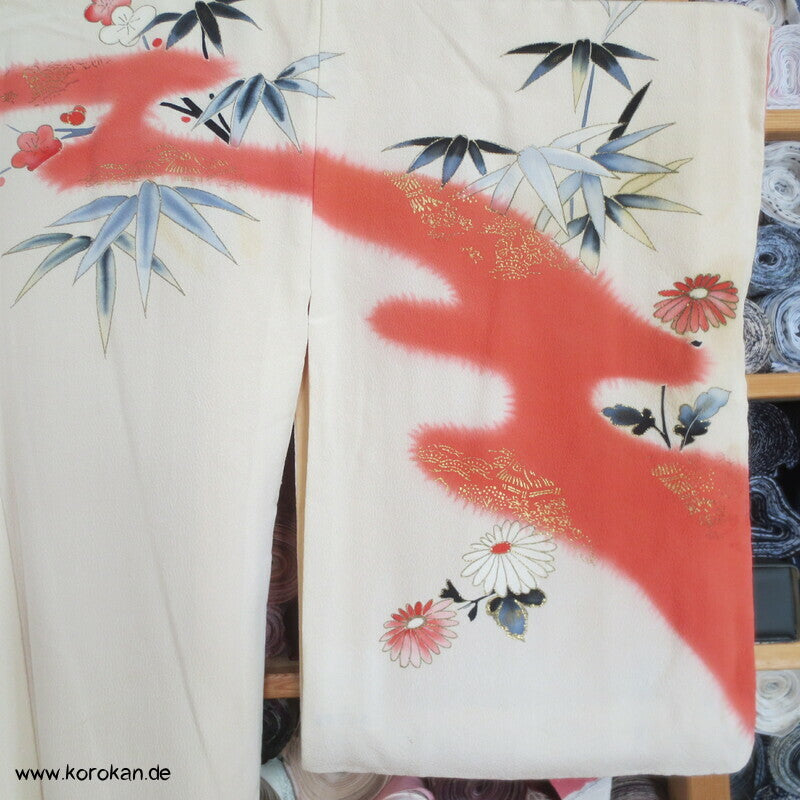 Bambus, goldgestickte Kiku Homongi Kimono