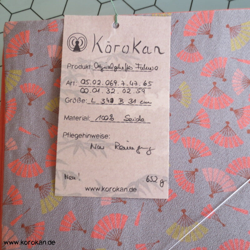 Fächer auf grauem Crepe Originalgehefteter Fukuro Obi