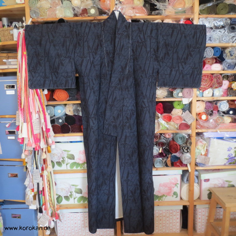 Bambus Kasuri Tsumugi Kimono, teilgefüttert