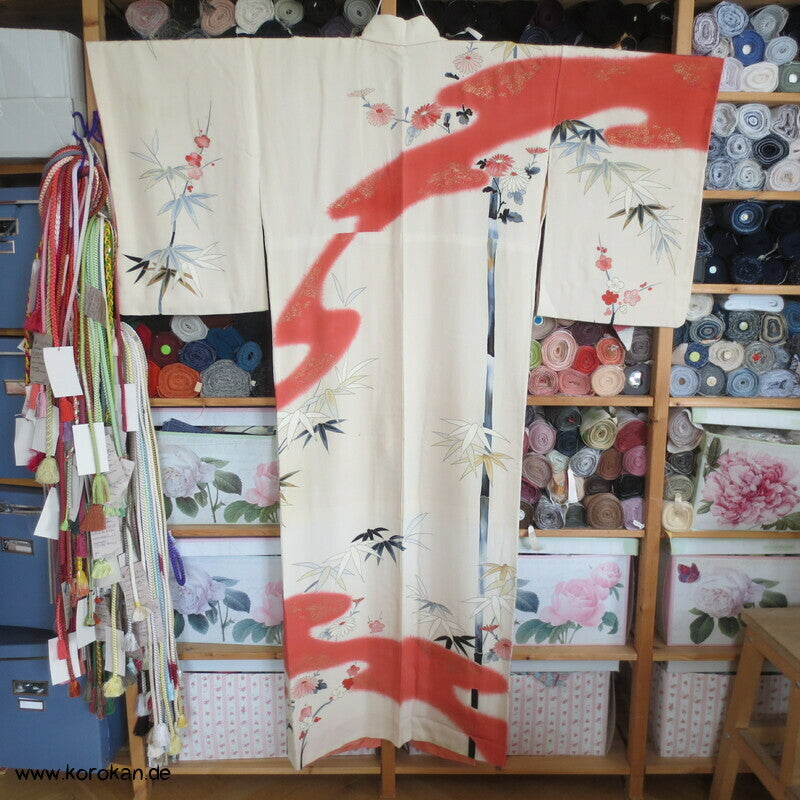 Bambus, goldgestickte Kiku Homongi Kimono