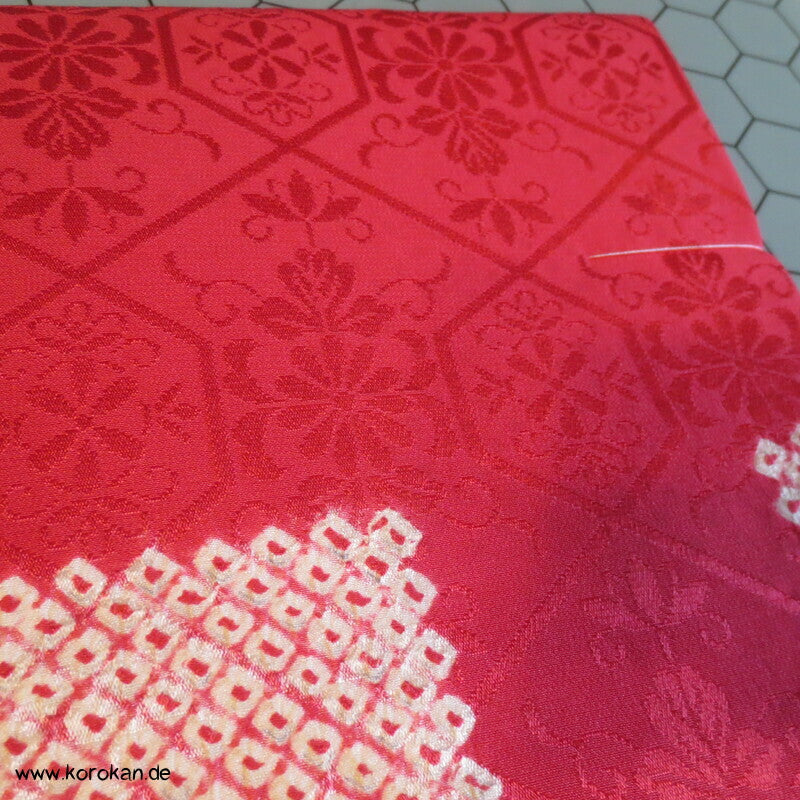 Ichimatsu Schachbrettkaro Shibori Seiden Nagoya Obi, originalgeheftet