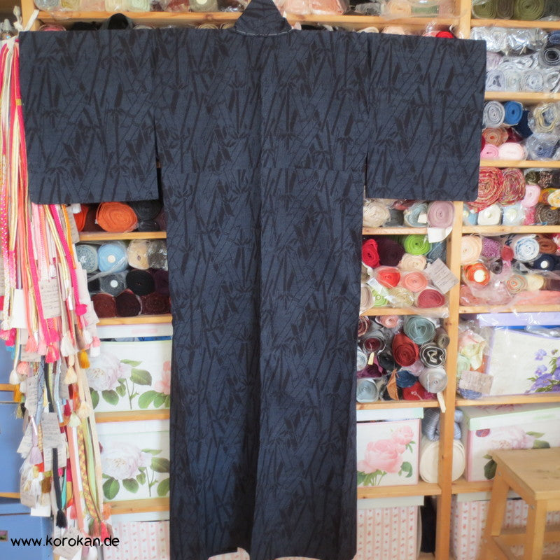 Bambus Kasuri Tsumugi Kimono, teilgefüttert