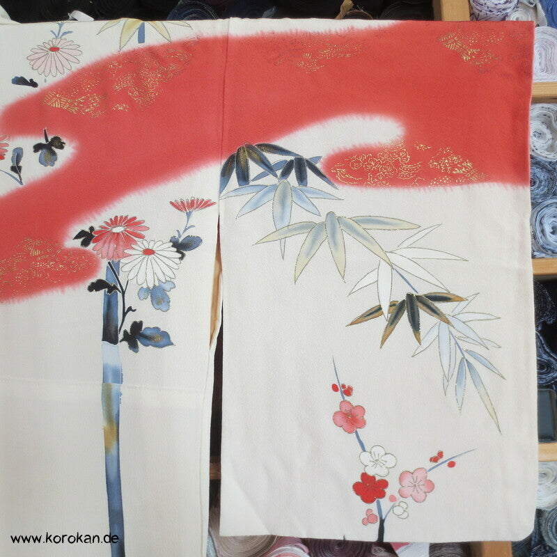 Bambus, goldgestickte Kiku Homongi Kimono