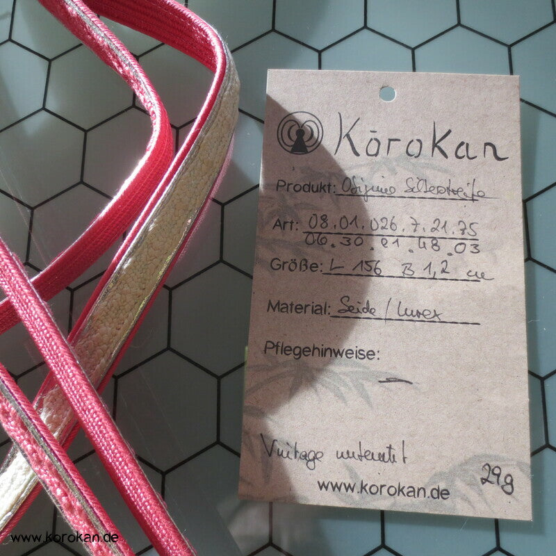 Silberstreifen vor Farbverlauf Obijime, Seide / Lurex