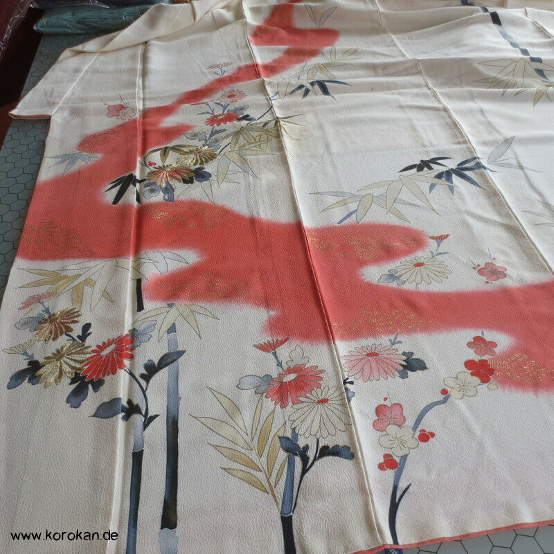 Bambus, goldgestickte Kiku Homongi Kimono
