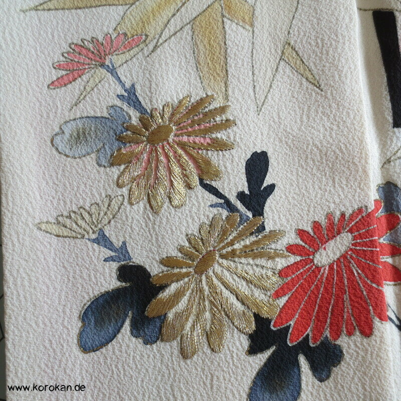 Bambus, goldgestickte Kiku Homongi Kimono