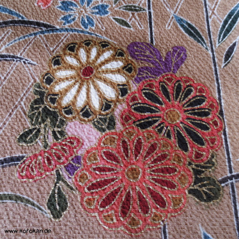 Sakura und Ume Blüten an Zweigen Komon Seiden Kimono