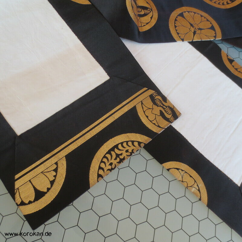 Fukuro Kimono Seidenbrokat Gürtel mit goldenen Mon