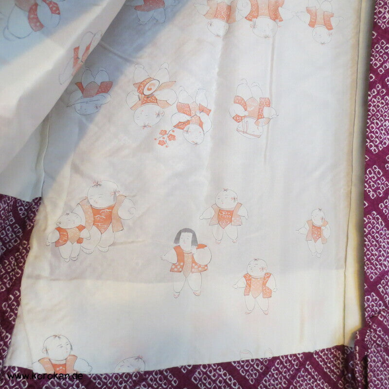 Full Shibori Seiden Dochugi Kimono Jacke diagonales Karo