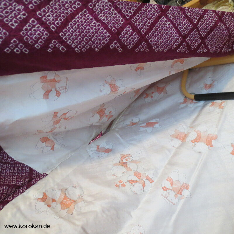 Full Shibori Seiden Dochugi Kimono Jacke diagonales Karo
