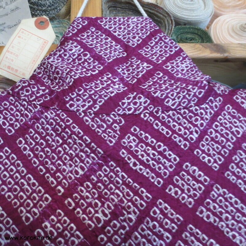 Full Shibori Seiden Dochugi Kimono Jacke diagonales Karo