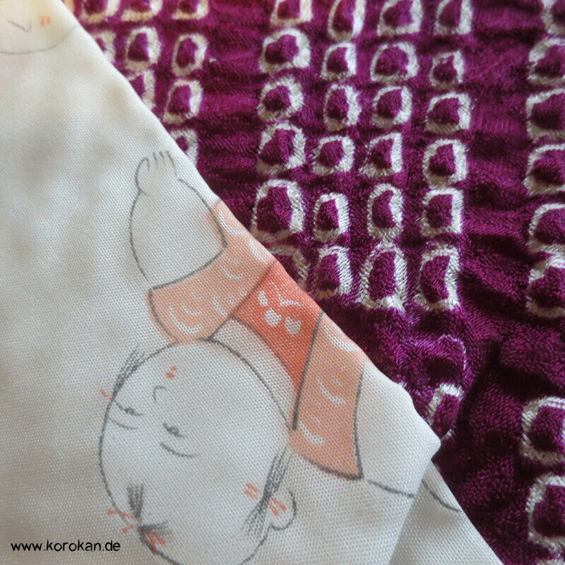Full Shibori Seiden Dochugi Kimono Jacke diagonales Karo