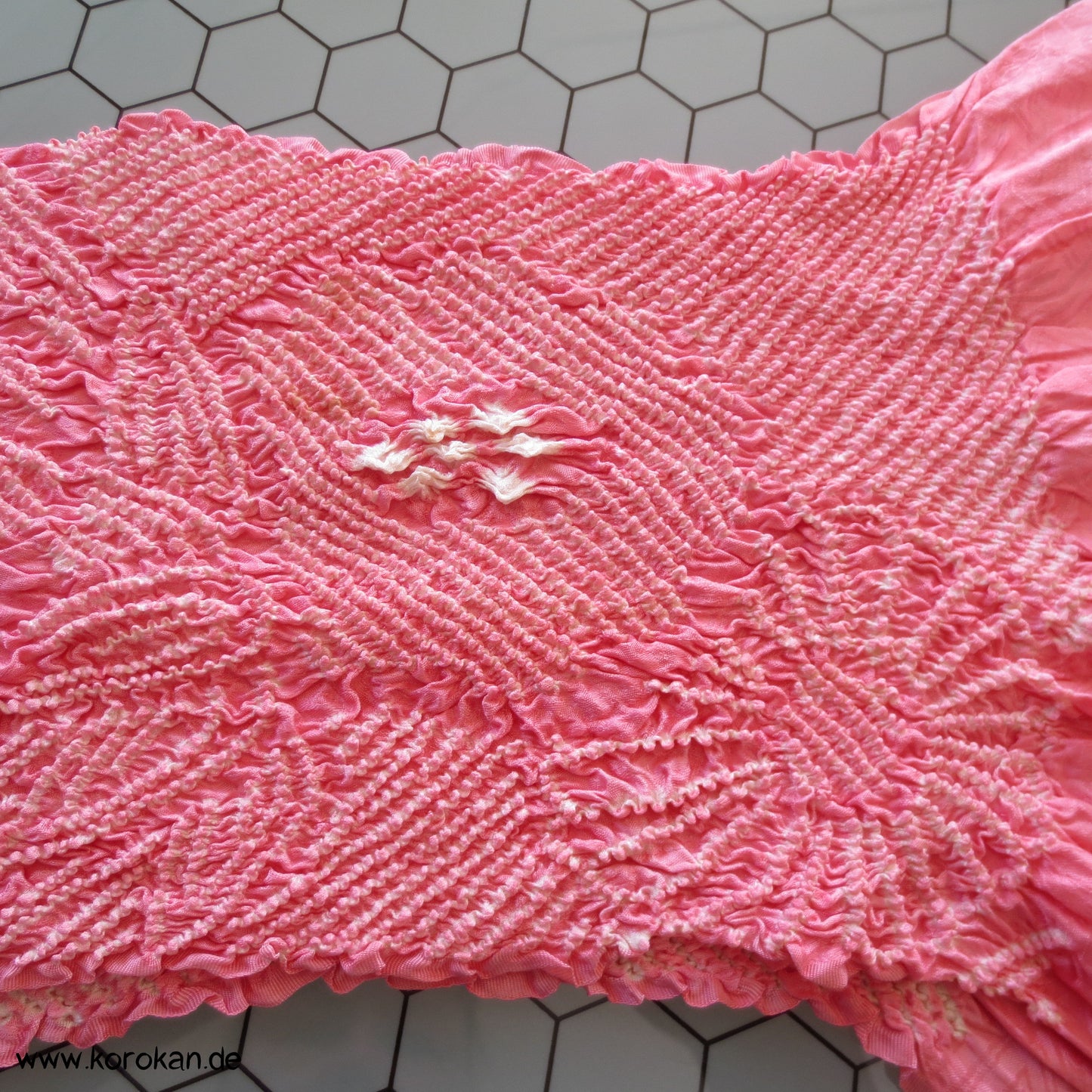 Shibori Sayagata Rinzu Damast Seide Obiage