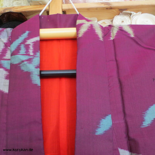 Japan Art Deco Genjiko und Bambus Meisen Seiden Kimono