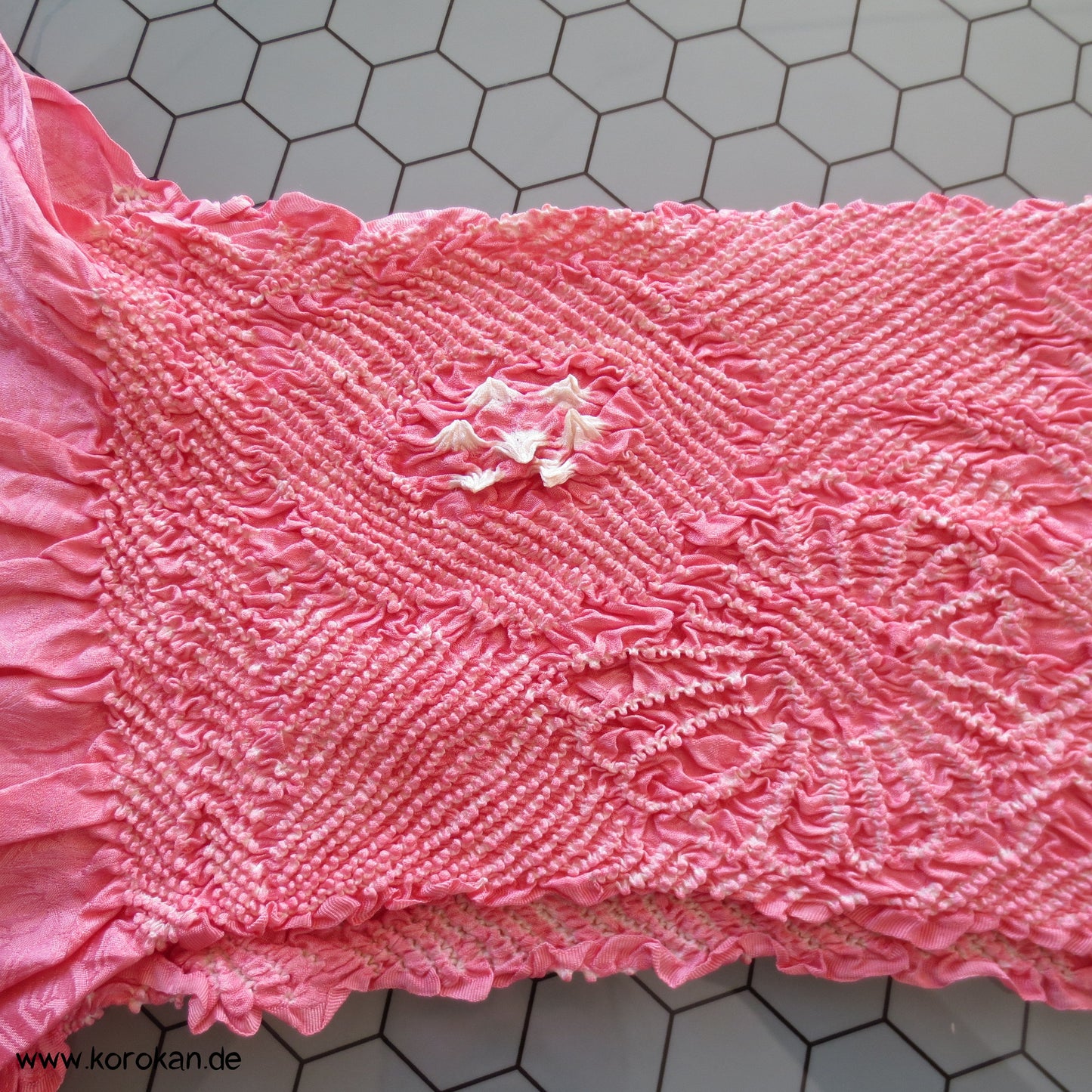 Shibori Sayagata Rinzu Damast Seide Obiage