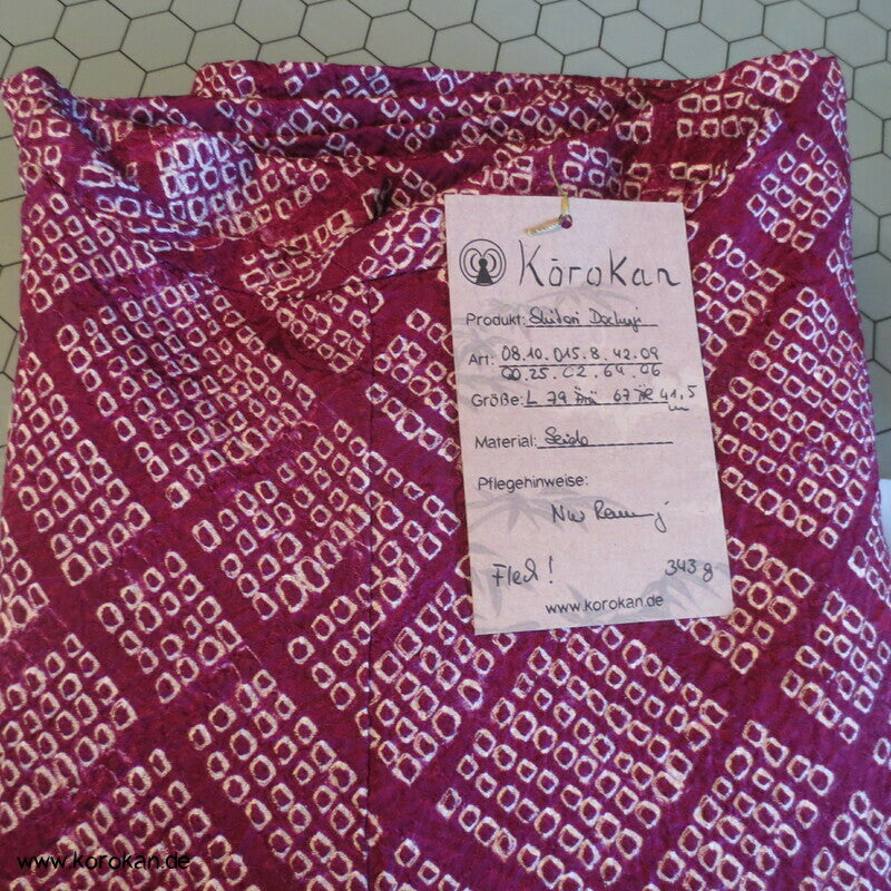 Full Shibori Seiden Dochugi Kimono Jacke diagonales Karo