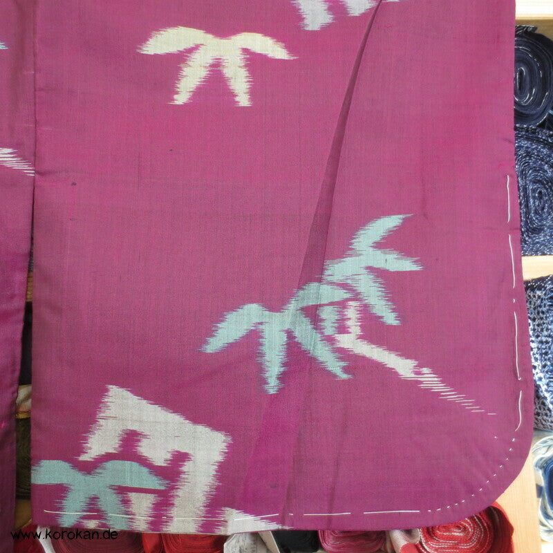 Japan Art Deco Genjiko und Bambus Meisen Seiden Kimono