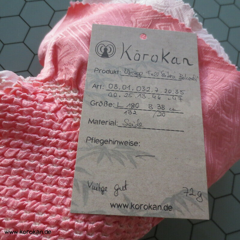 rosa Farbverlauf Full Shibori Obiage Rinzu Damast