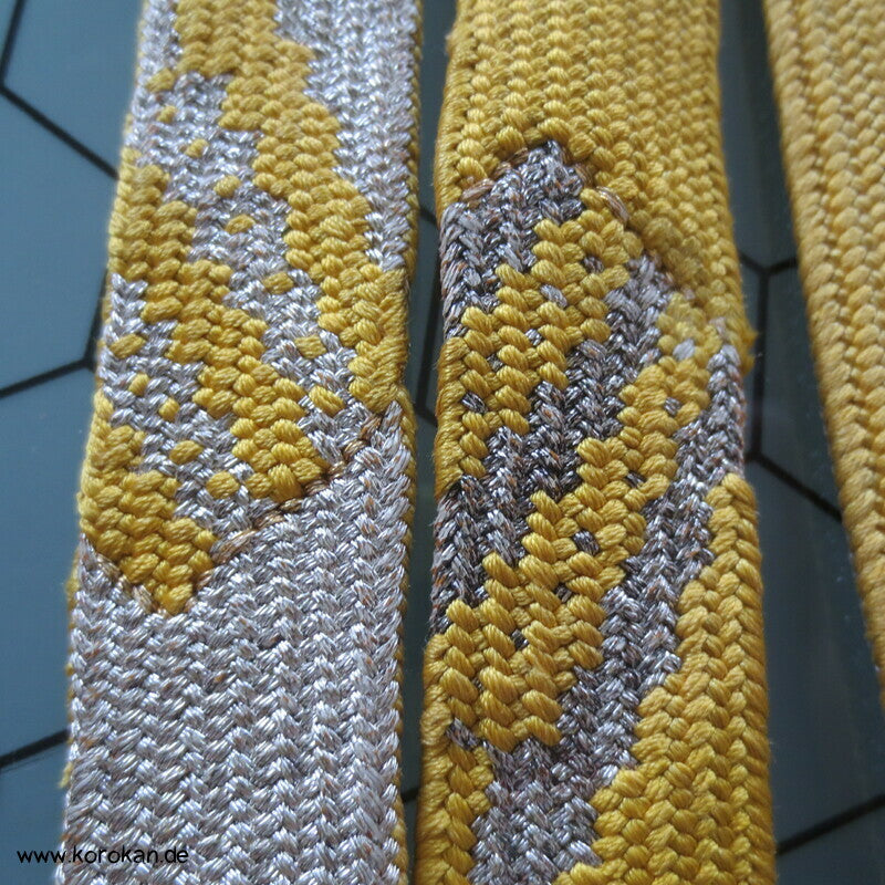 genjiko wechselseitig gelb silber Obijime, Seide / Lurex