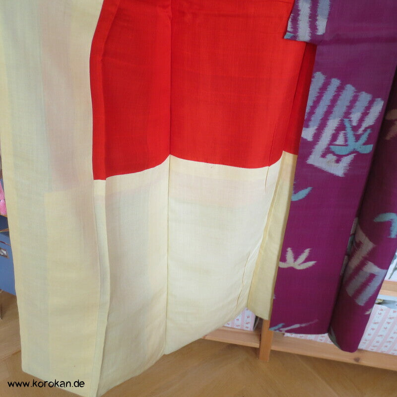 Japan Art Deco Genjiko und Bambus Meisen Seiden Kimono
