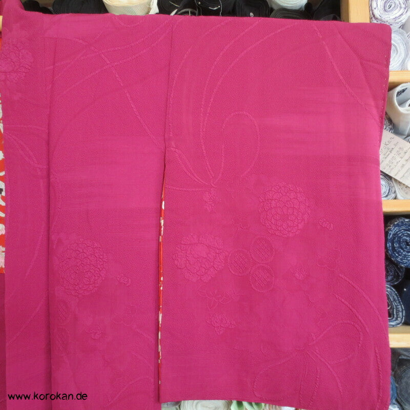 pinkfarbige Seiden Matelassé Mangiku Haori