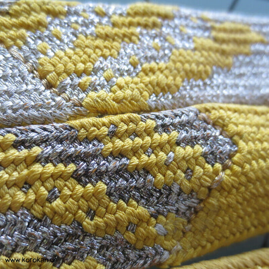 genjiko wechselseitig gelb silber Obijime, Seide / Lurex