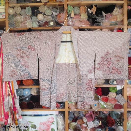 Full Shibori Wasserfall Seidendamast Haori Kimono Jacke