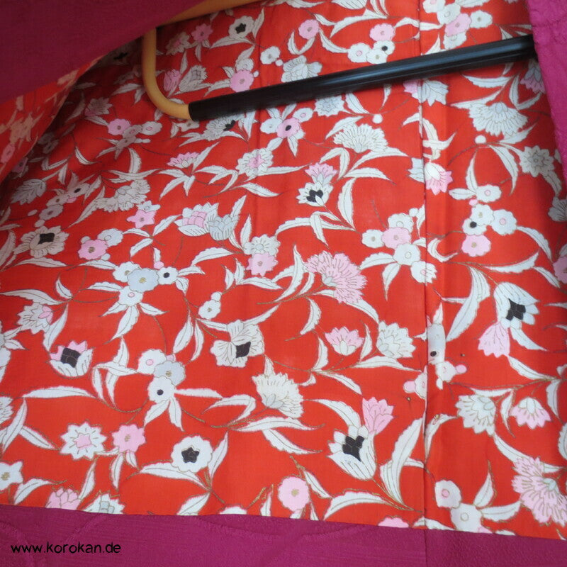 pinkfarbige Seiden Matelassé Mangiku Haori