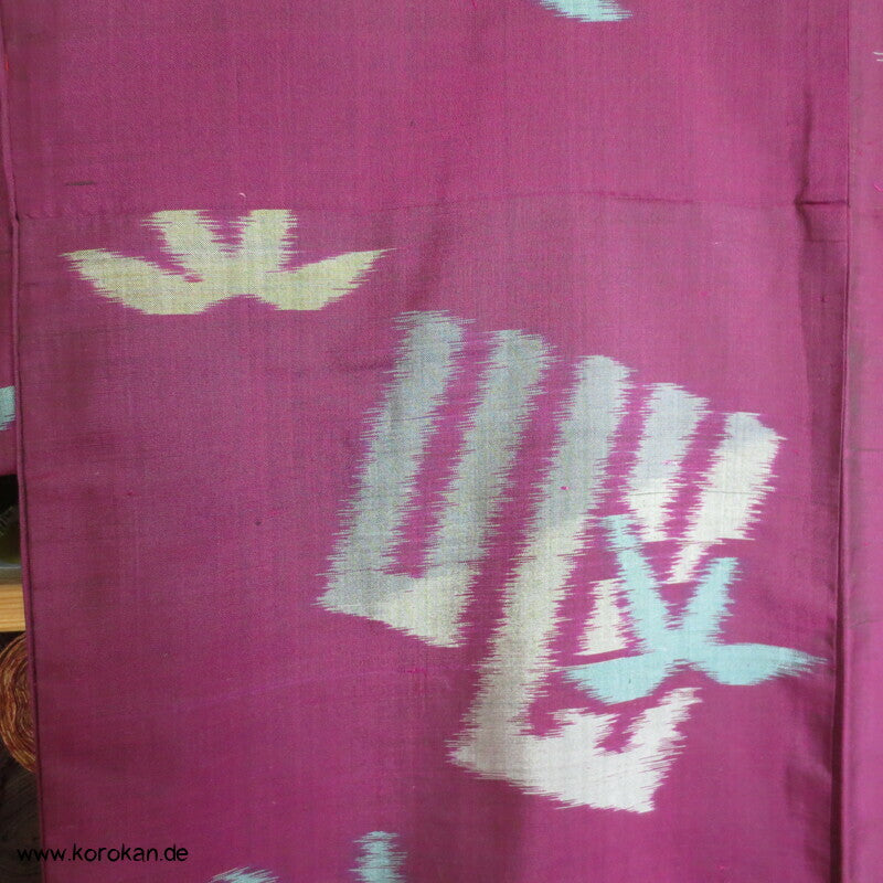 Japan Art Deco Genjiko und Bambus Meisen Seiden Kimono