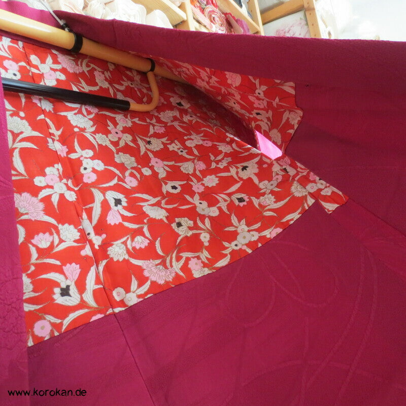 pinkfarbige Seiden Matelassé Mangiku Haori