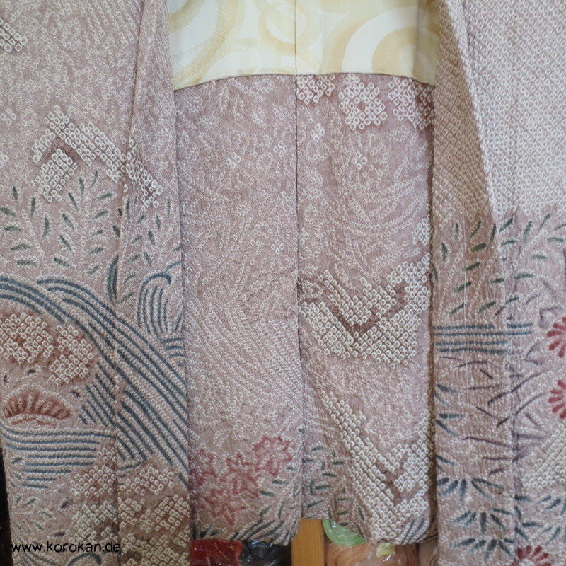 Full Shibori Wasserfall Seidendamast Haori Kimono Jacke