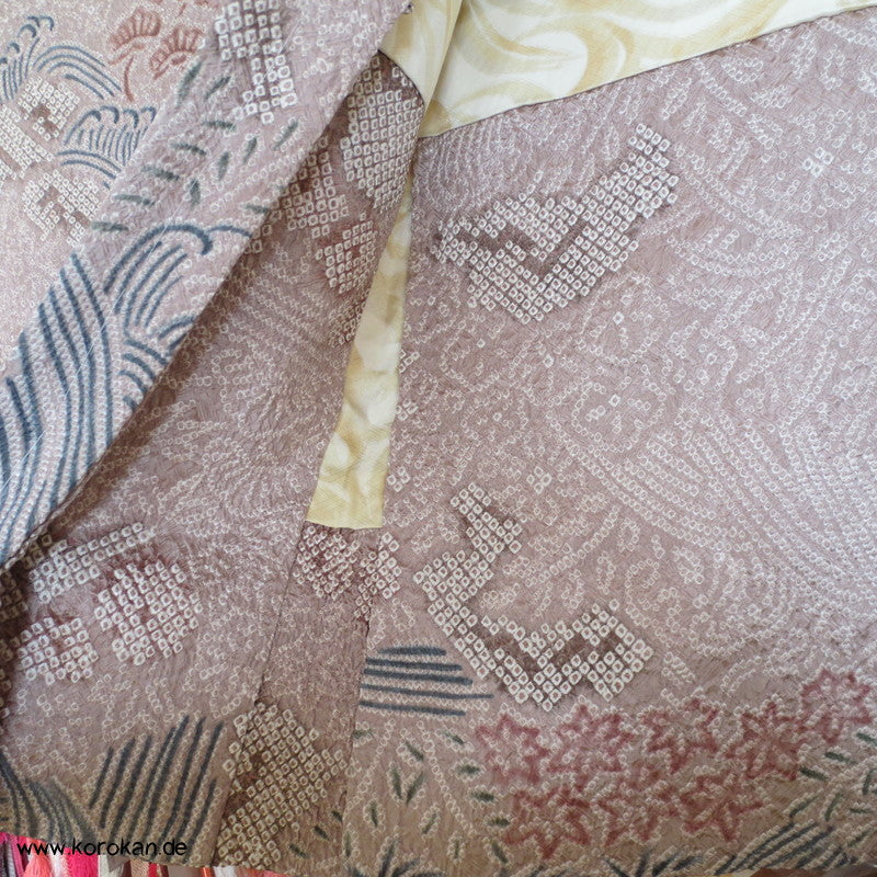 Full Shibori Wasserfall Seidendamast Haori Kimono Jacke