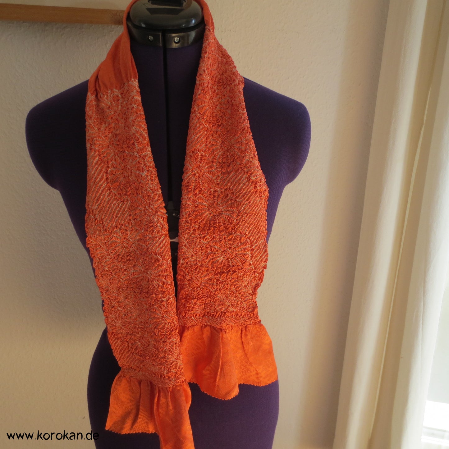Shibori Sayagata Rinzu Damast Seide Obiage