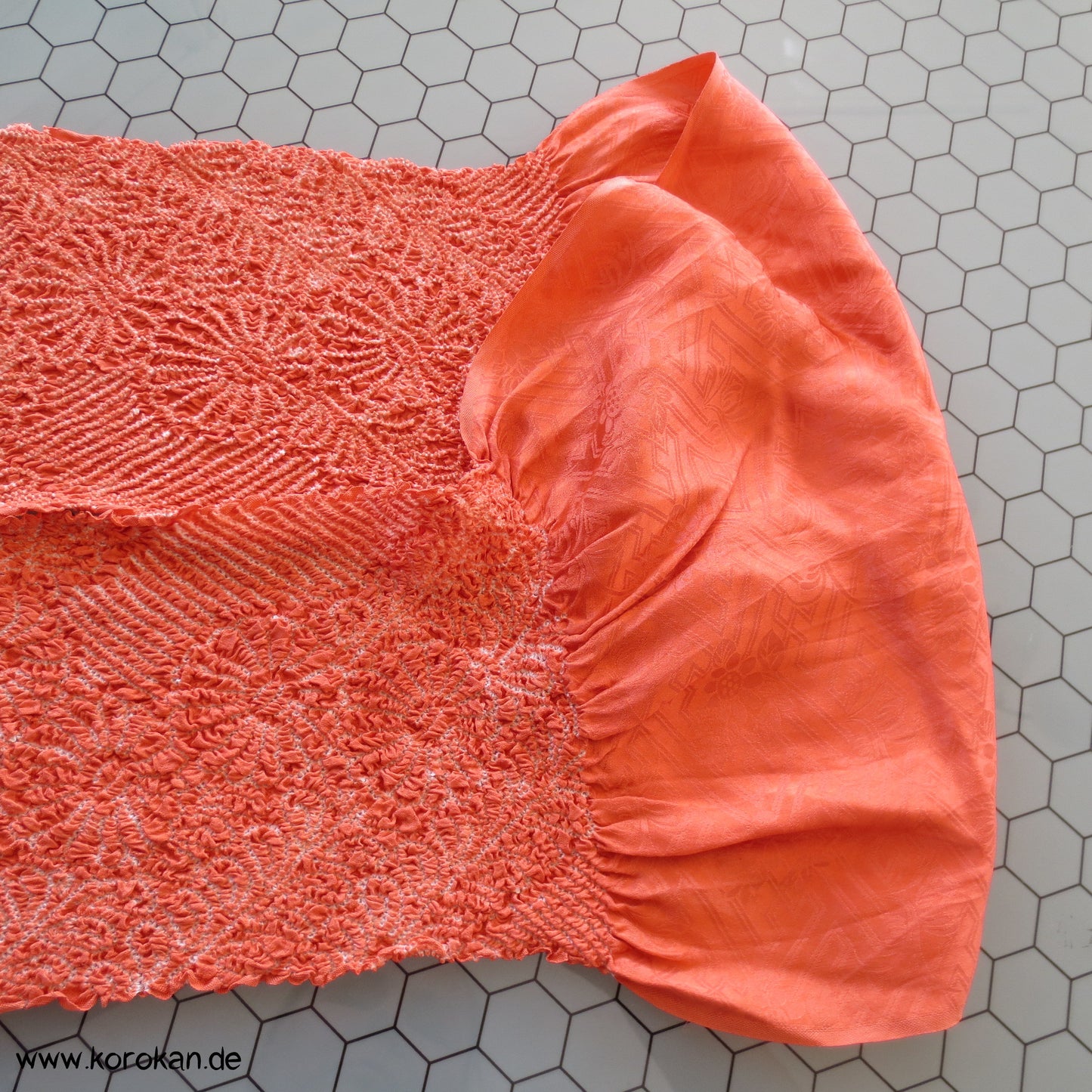 Shibori Sayagata Rinzu Damast Seide Obiage