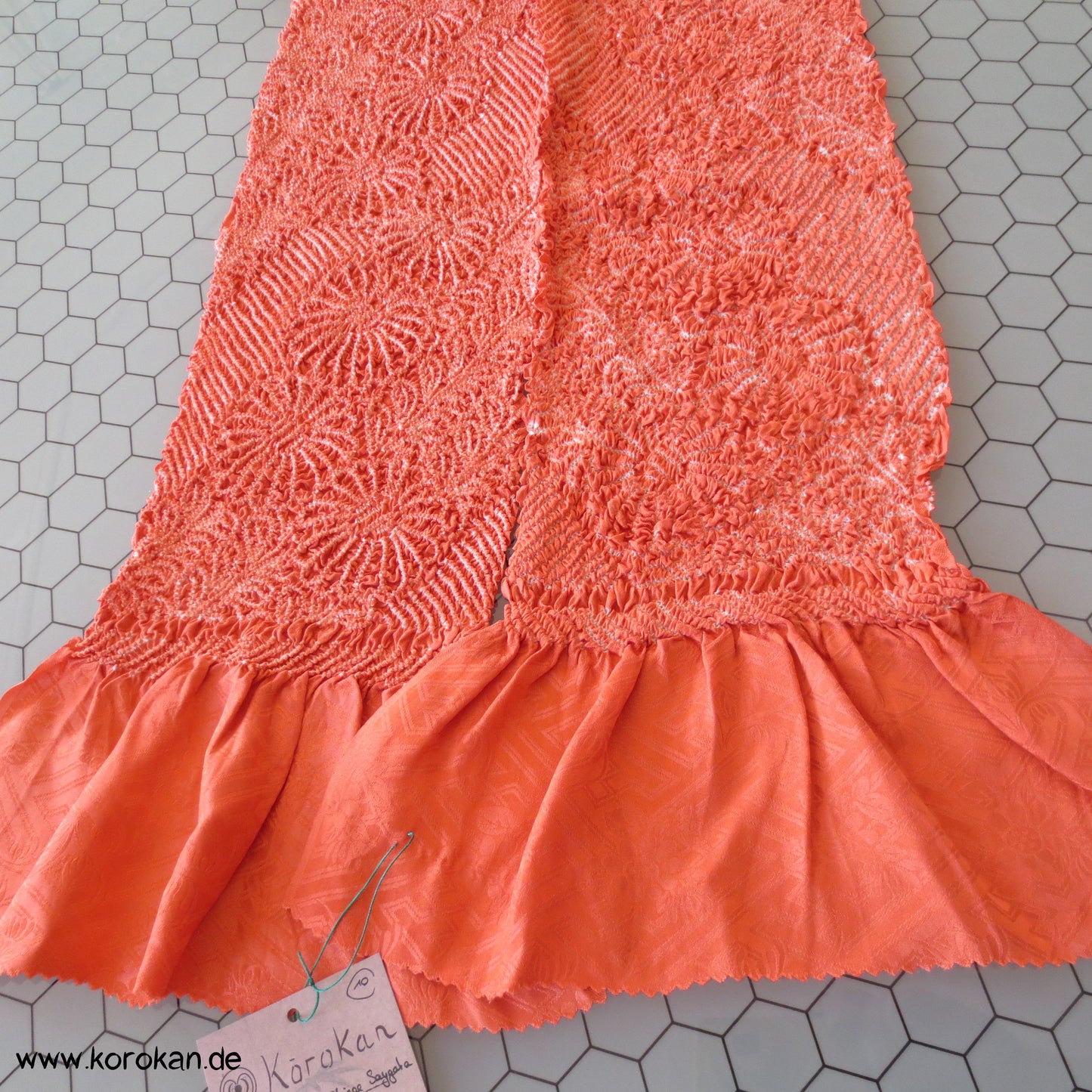 Shibori Sayagata Rinzu Damast Seide Obiage
