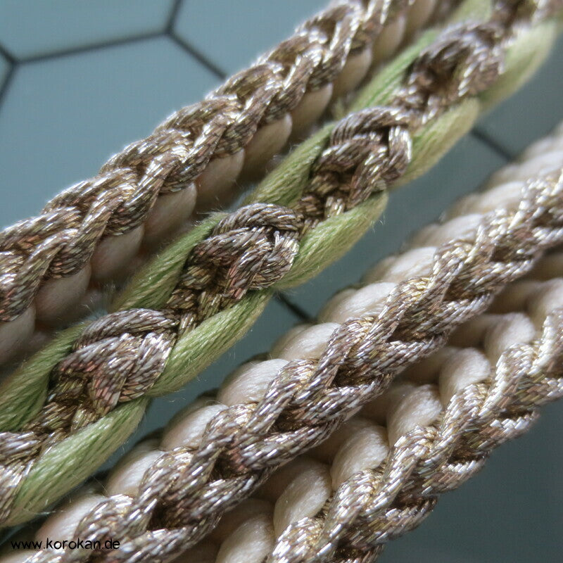 natur silber mit jade Obijime, Seide / Lurex