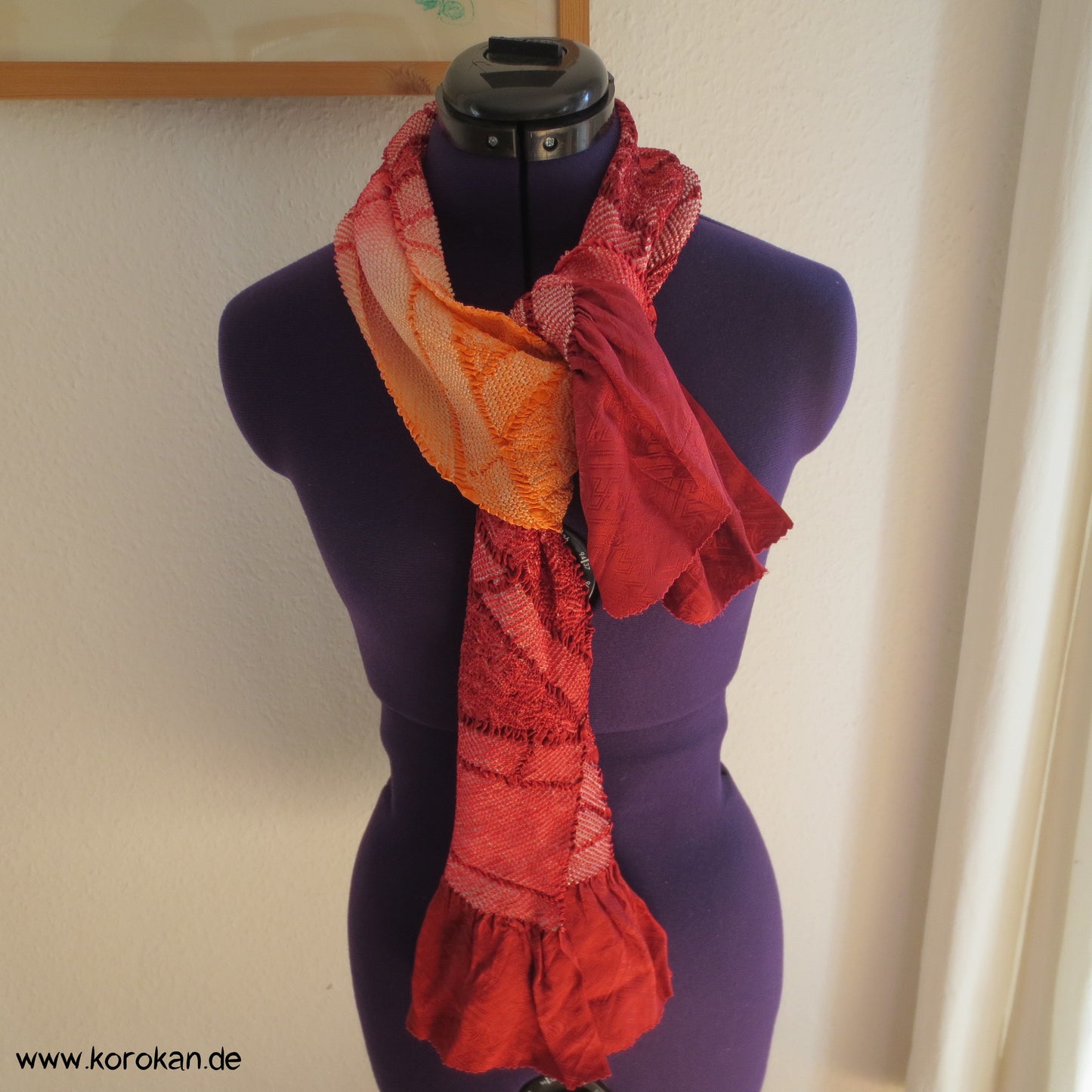 Shibori Sayagata Rinzu Damast Seide Obiage