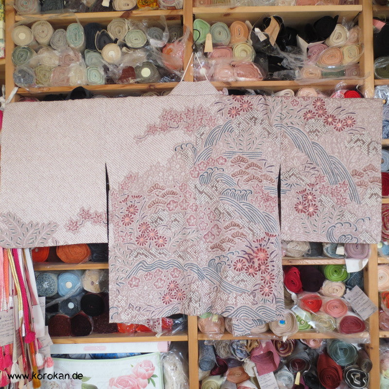 Full Shibori Wasserfall Seidendamast Haori Kimono Jacke