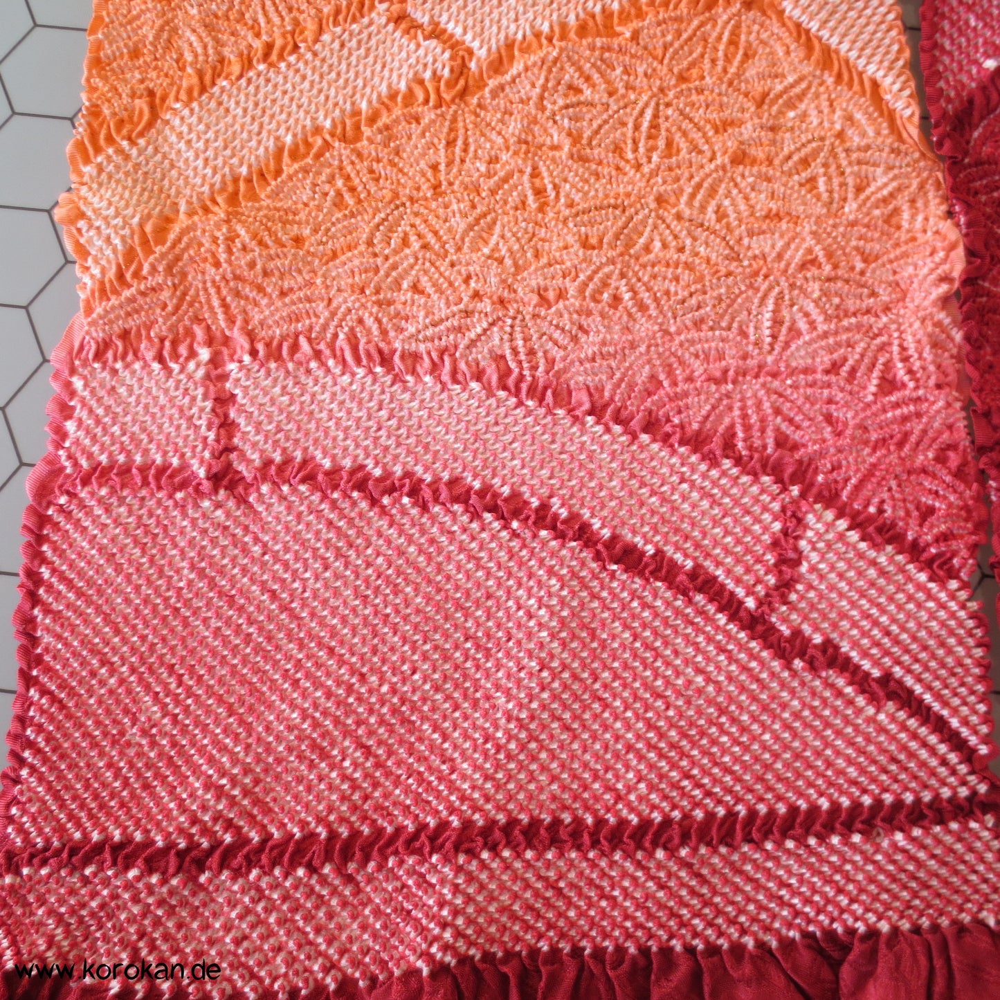 Shibori Sayagata Rinzu Damast Seide Obiage