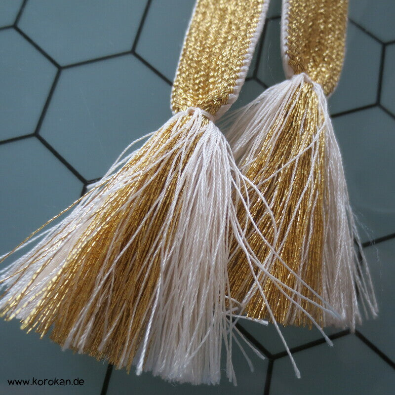 gold weiß, Kanji Obijime, Seide / Lurex, Hochzeit