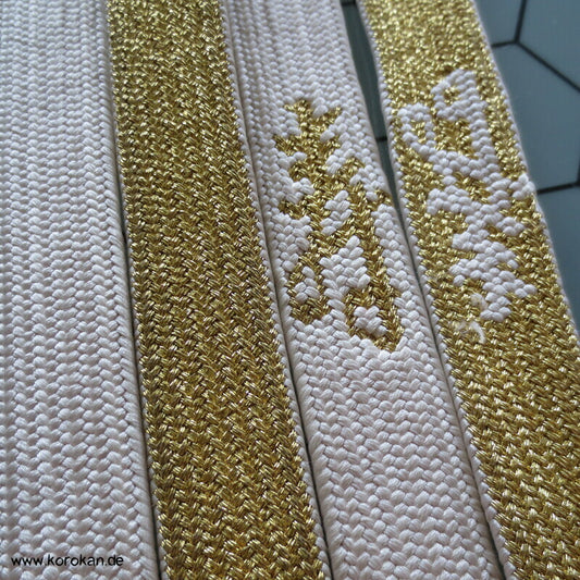 gold weiß, Kanji Obijime, Seide / Lurex, Hochzeit